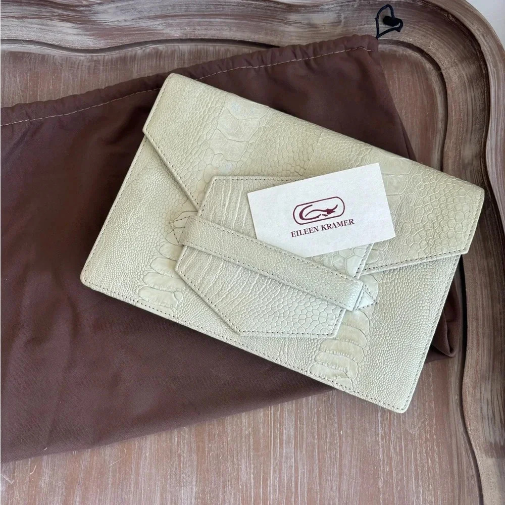 Eileen Kramer Genuine Ostrich Leather Clutch